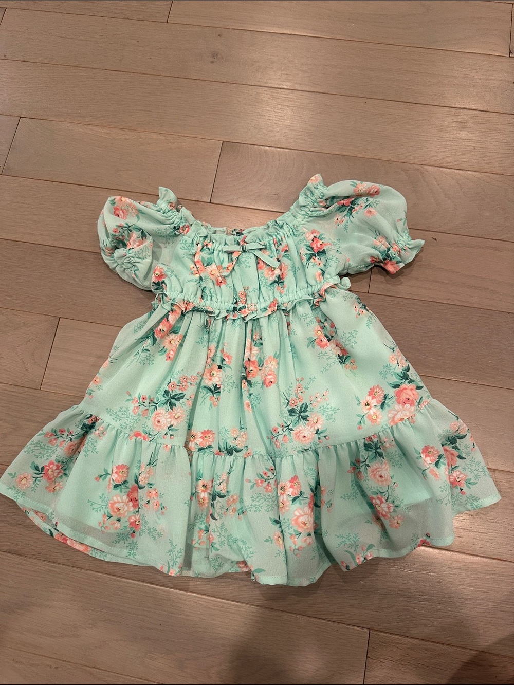 Janie and Jack Mint Green Floral Ruffle Dress